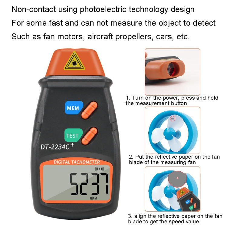 DT2234C+ Handheld Portable Motor Gear Tachometer Laser Tachometer — view 11