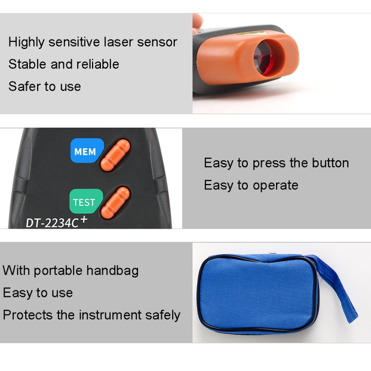 DT2234C+ Handheld Portable Motor Gear Tachometer Laser Tachometer — view 6