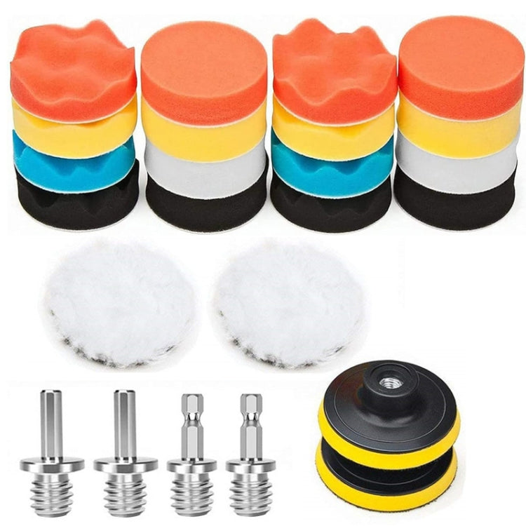 3 Inch Polishing Waxing Pad Sponge Buffing Kit — 24 In 1