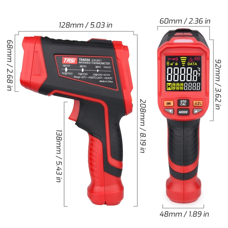 Color Screen Infrared Thermometer Industrial Electronic Thermometer — TASI TA603E -32-2200 degrees Celsius