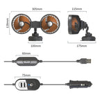 F6026 Large Suction Cup Vehicle-Mounted Double-Head Fan