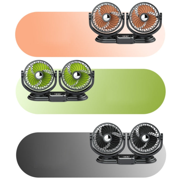 F621 Car Rotatable Turntable Silent Car Double Head Fan