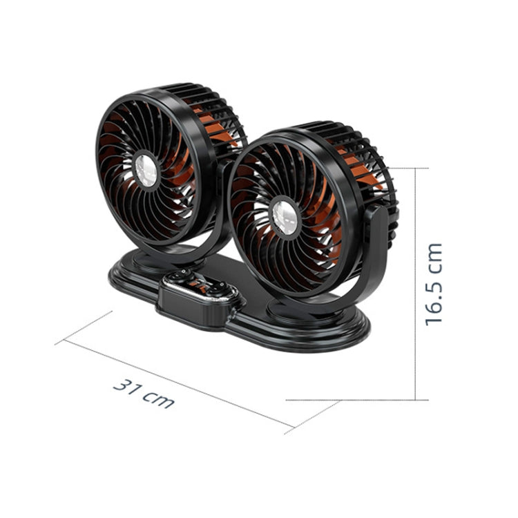 F621 Car Rotatable Turntable Silent Car Double Head Fan