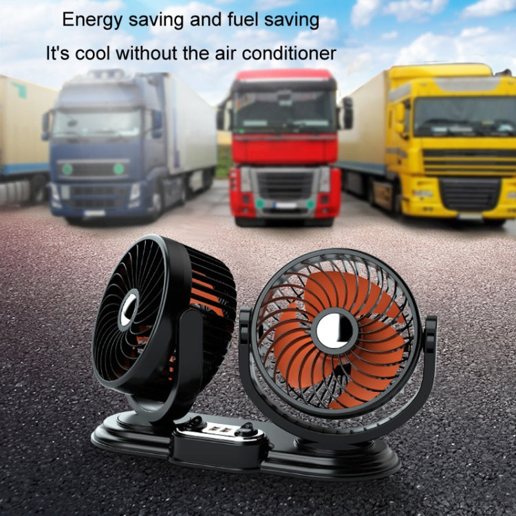 F621 Car Rotatable Turntable Silent Car Double Head Fan