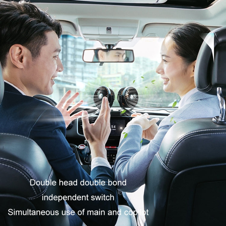F621 Car Rotatable Turntable Silent Car Double Head Fan