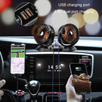 F621 Car Rotatable Turntable Silent Car Double Head Fan