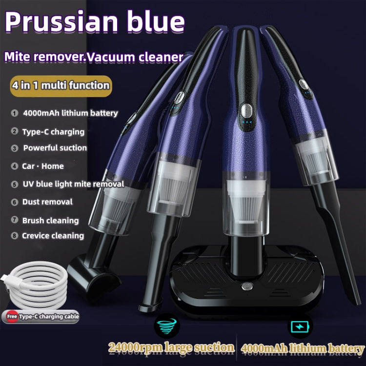 4 In 1 12000pa Wireless Mini Handheld Car Vacuum Cleaner Mite Remover