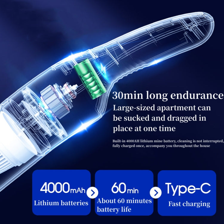 4 In 1 12000pa Wireless Mini Handheld Car Vacuum Cleaner Mite Remover