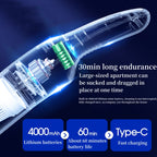 4 In 1 12000pa Wireless Mini Handheld Car Vacuum Cleaner Mite Remover