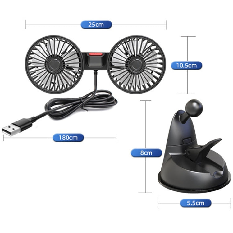 F4206 Suction Cup Double Head Car USB Fan