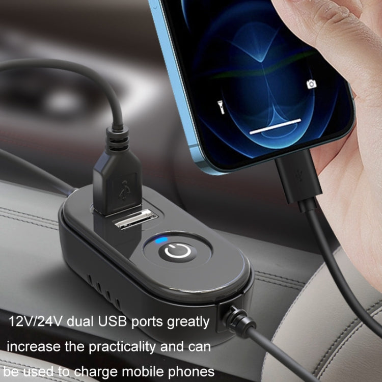F6207 Car Rear Seat Zip Lock USB Double Head Fan
