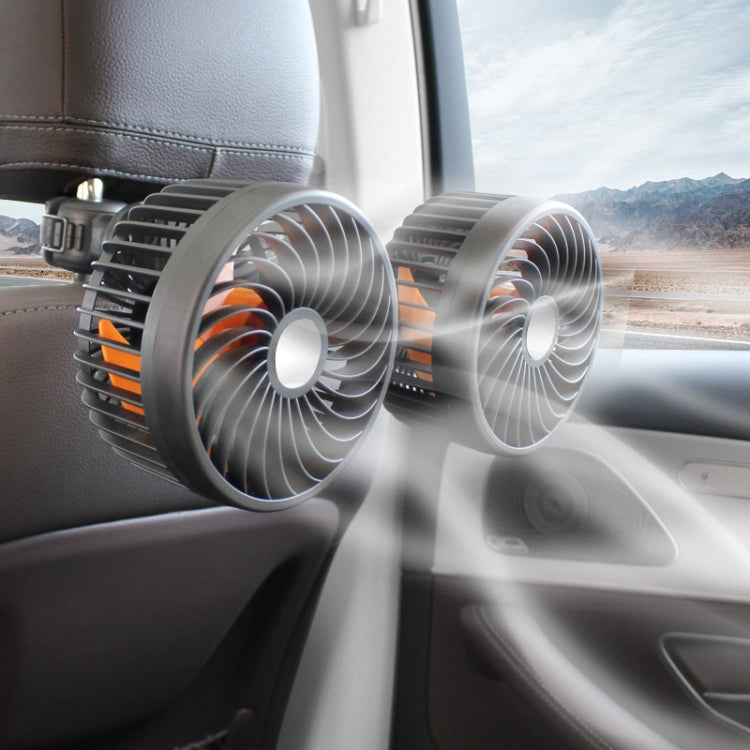 F6207 Car Rear Seat Zip Lock USB Double Head Fan
