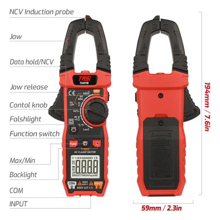 Clamp Meter High Accuracy AC DC Voltage Ammeter — TASI TA811C
