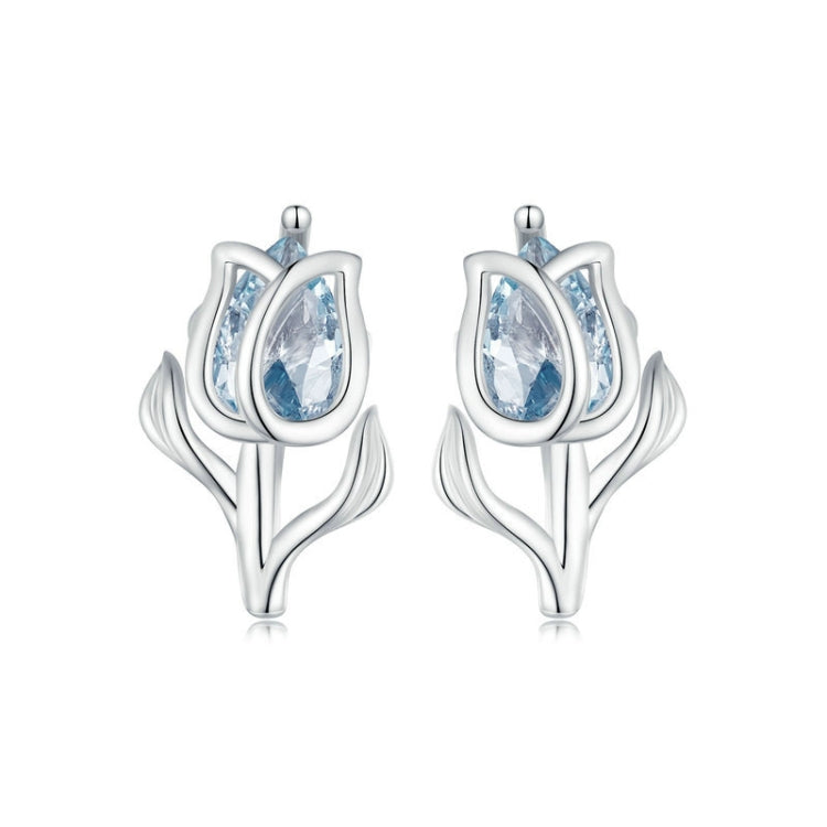 S925 Sterling Silver Tulip Stud Earrings For Women