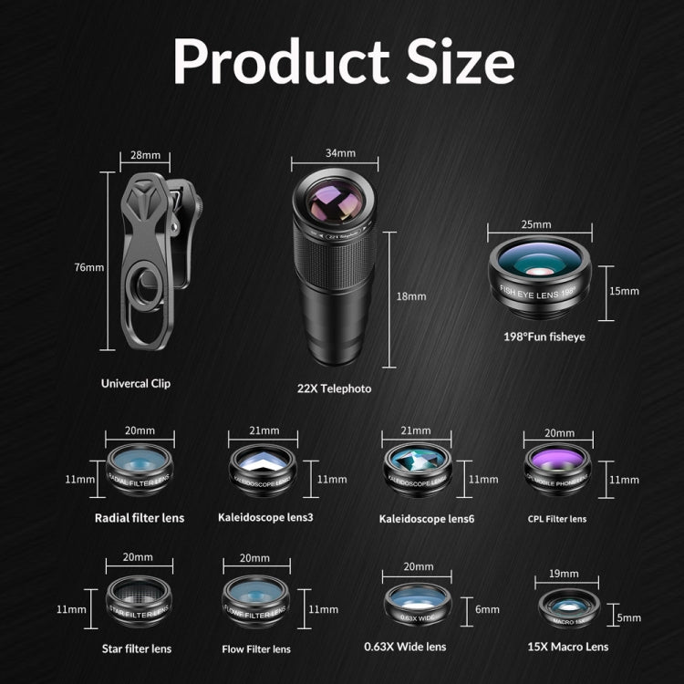 APEXEL APL-22XDG9 22X External Camera Adjustable Focus Mobile Phone Lens