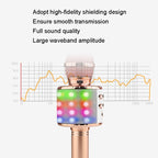 WS-858L LED Light Flashing Wireless Capacitance Microphone Comes With Audio Mobile Phone Bluetoon Live Microphone — Blue