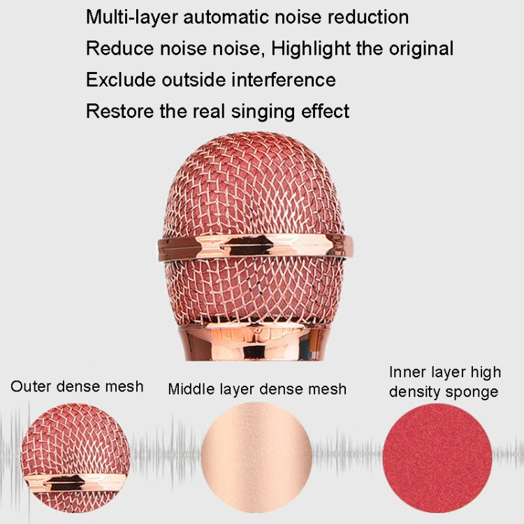 WS-858L LED Light Flashing Wireless Capacitance Microphone Comes With Audio Mobile Phone Bluetoon Live Microphone — Black