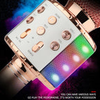 WS-858L LED Light Flashing Wireless Capacitance Microphone Comes With Audio Mobile Phone Bluetoon Live Microphone — Rose Gold