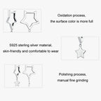 Sterling Silver S925 Pentagram Female Earrings — view 4