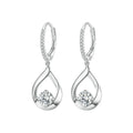 Sterling Silver Plated Rhodium Drop Moissanite Earrings