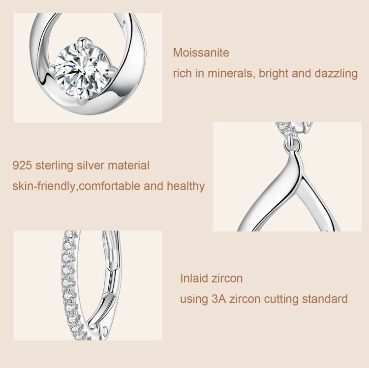 Sterling Silver Plated Rhodium Drop Moissanite Earrings — view 3