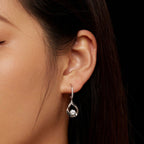 Sterling Silver Plated Rhodium Drop Moissanite Earrings — view 8