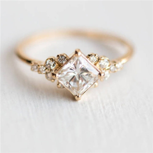 Geometric Square Rings for Women Wedding Rhinestone Finger Rings Charm Jewelry — view 9