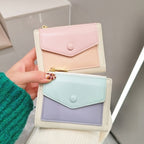 PU Leather Short Color Matching Folding Wallet Mini Portable Wallet