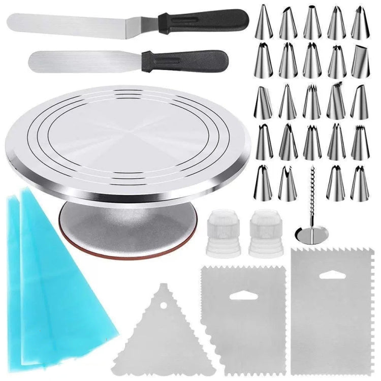 Aluminum Alloy Cake Turntable Piping Tip Set DIY Baking Tools, 35 In 1