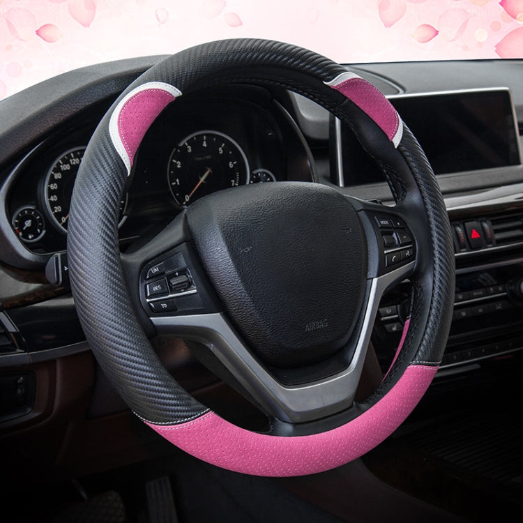 38cm Cute Rabbit Women Cartoon Car Steering Wheel Cover — Round Black Red
