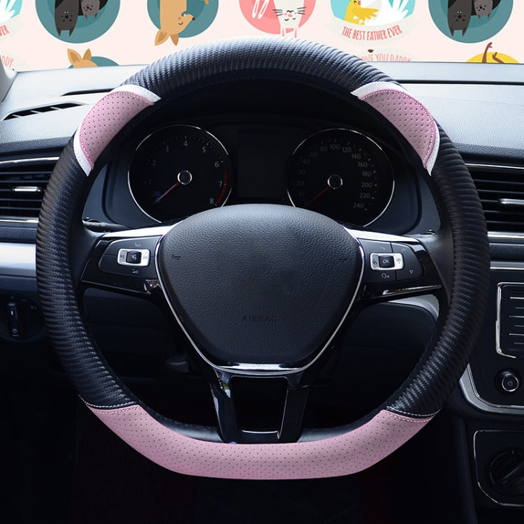 38cm Cute Rabbit Women Cartoon Car Steering Wheel Cover — Round Black Boffee