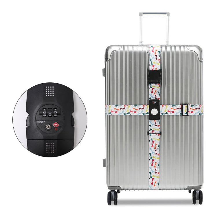 Luggage Cross Customs Lock Binding Strap — Colorful Dragonfly (TSA)