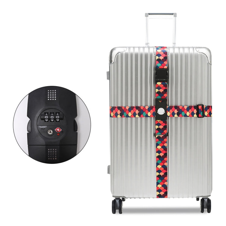 Luggage Cross Customs Lock Binding Strap — Colorful Dragon Scales (TSA)