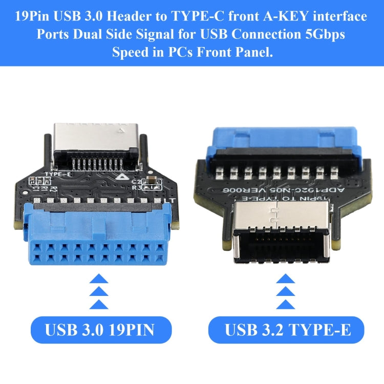 USB 3.0 19PIN Header to Type-E Front A-Key Interface Extend USB Ports to PC