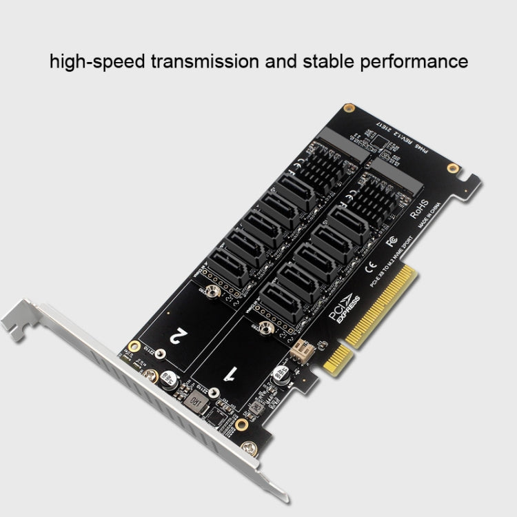 Double NVME Raid PCI-EX8 Split Card To SATA10 Port Transfer Card — 10 Port
