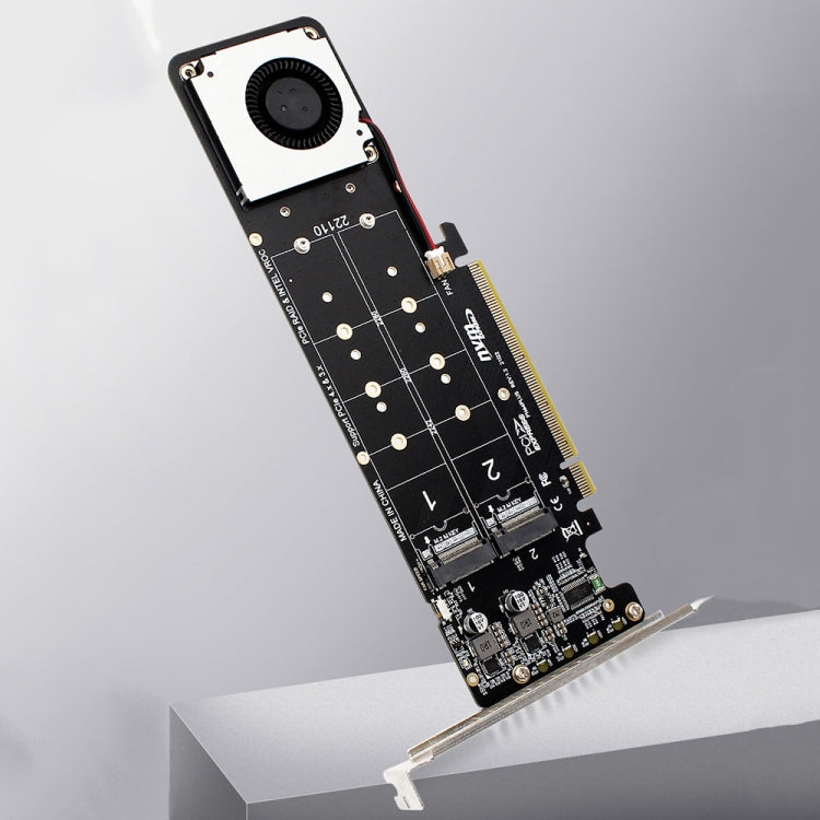 PCI-E X16 to M.2 M-key NVME X4 SSD RAID Array Expansion Adapter Support 2242/2260/2280/22110 — PH44Plus