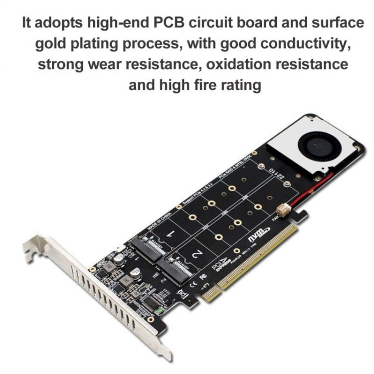 PCI-E X16 to M.2 M-key NVME X4 SSD RAID Array Expansion Adapter Support 2242/2260/2280/22110 — view 8