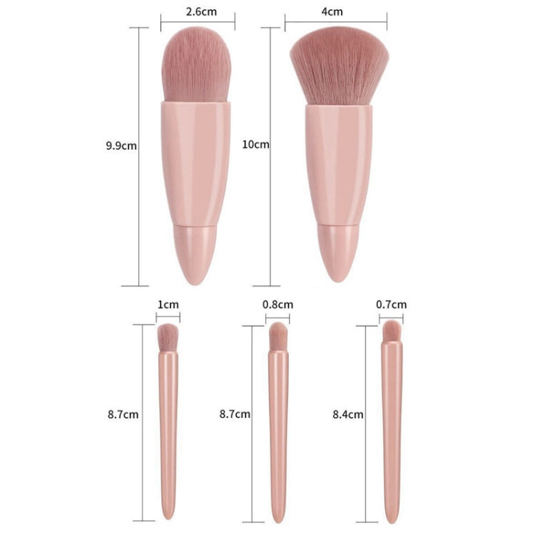 5pcs/Set Medium Portable Makeup Brush Set With Mirror Mini Multifunctional Makeup Brush