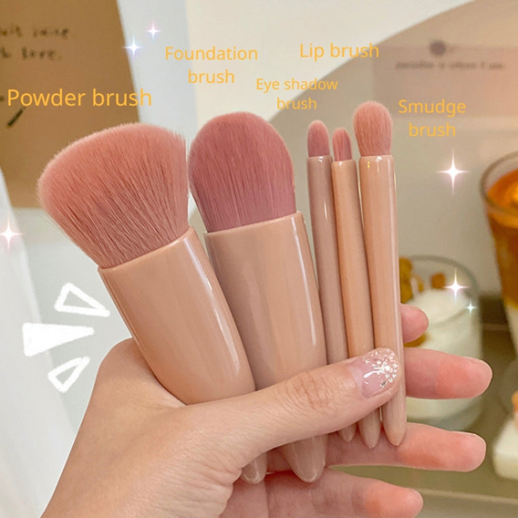 5pcs/Set Medium Portable Makeup Brush Set With Mirror Mini Multifunctional Makeup Brush