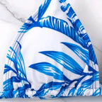 Leaf-print Waist Lace-up Three-Piece Bikini Set Long-sleeved Beach Sun Protection Swimsuit