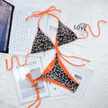 Leopard-print Sexy Split Bikini Halter Lace-Up Beach Swimsuit