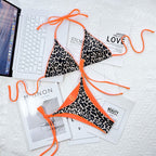 Leopard-print Sexy Split Bikini Halter Lace-Up Beach Swimsuit