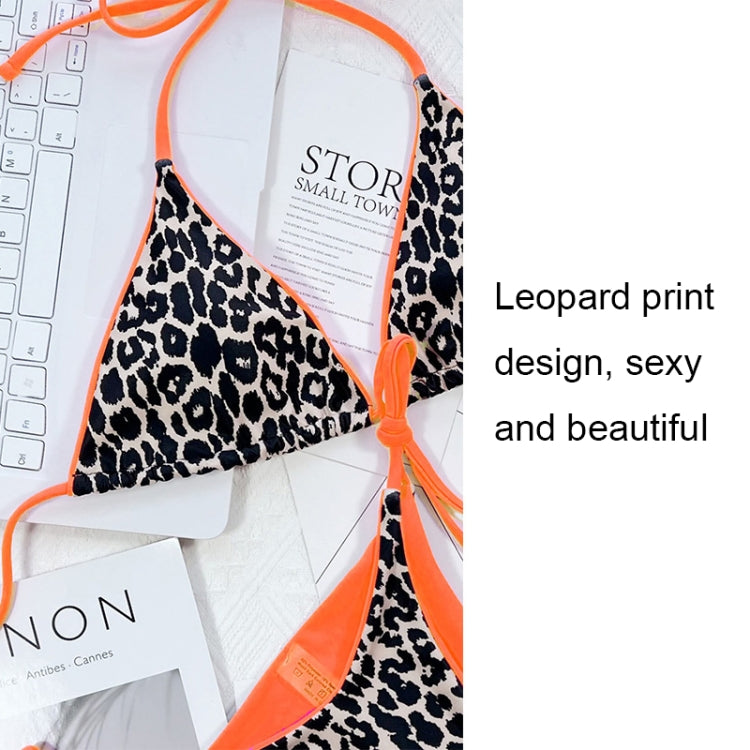 Leopard-print Sexy Split Bikini Halter Lace-Up Beach Swimsuit