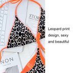 Leopard-print Sexy Split Bikini Halter Lace-Up Beach Swimsuit