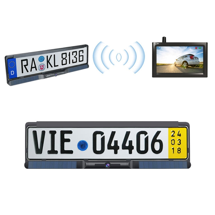 Solar Integrated License Plate Frame Vehicle Camera Wireless Reversing Display