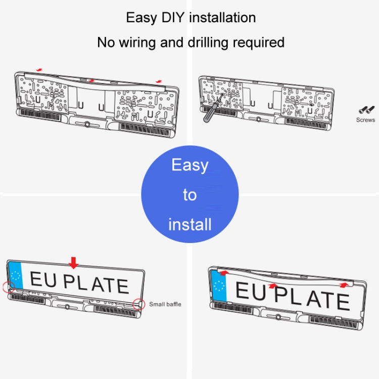 Solar Integrated License Plate Frame Vehicle Camera Wireless Reversing Display