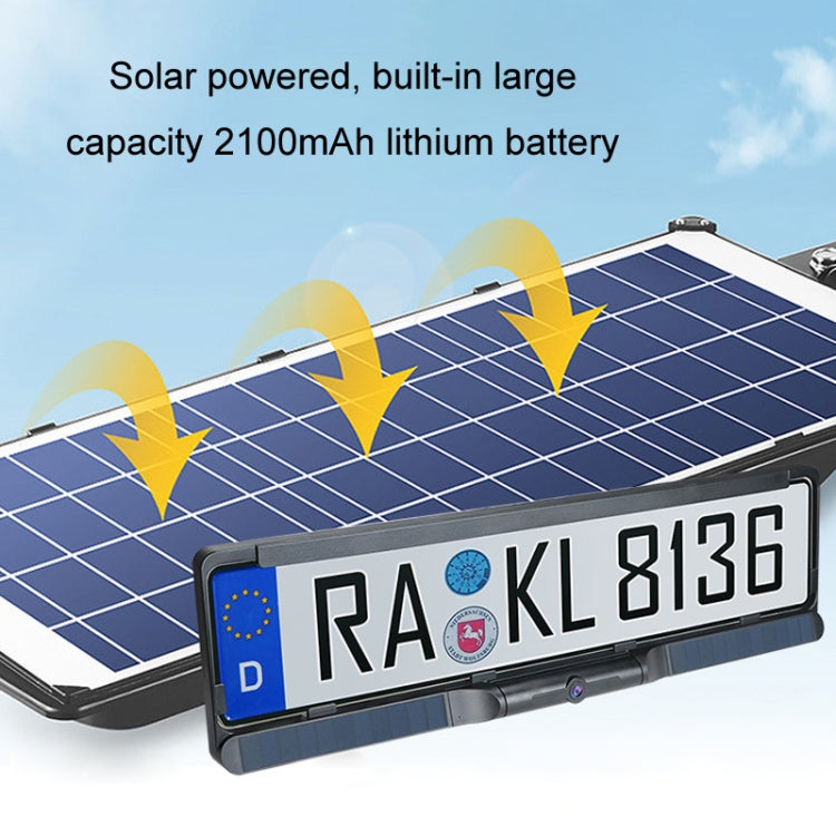 Solar Integrated License Plate Frame Vehicle Camera Wireless Reversing Display