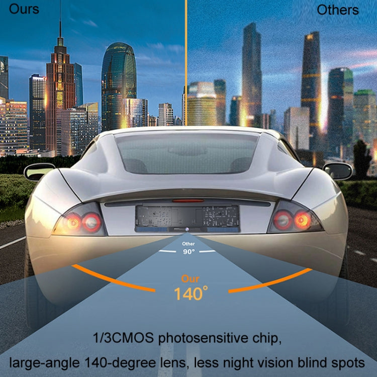 Solar Integrated License Plate Frame Vehicle Camera Wireless Reversing Display