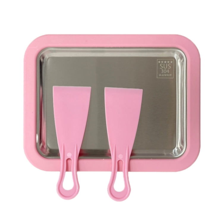 Mini Household Fried Yogurt Machine Children Homemade DIY Fried Ice Tray — Stainless Steel White 26x21cm