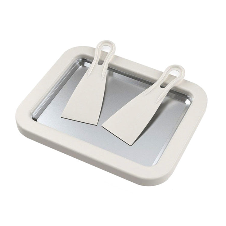 Mini Household Fried Yogurt Machine Children Homemade DIY Fried Ice Tray — Stainless Steel White 22.5x17.5cm